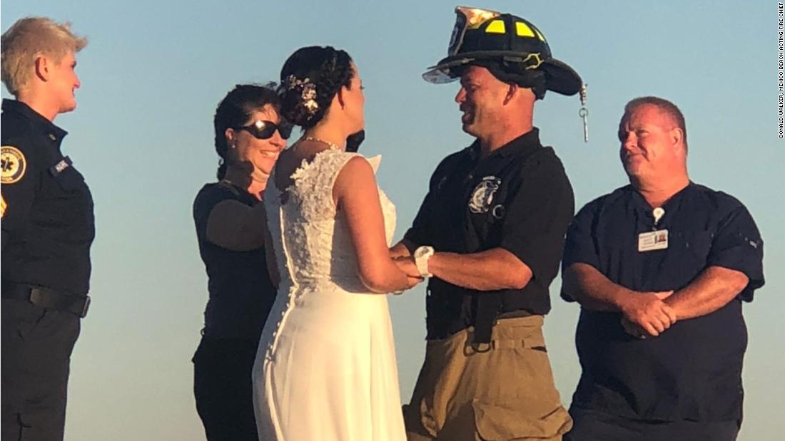 A hurricane hit right before their wedding day. These first responders didn’t let that stop them