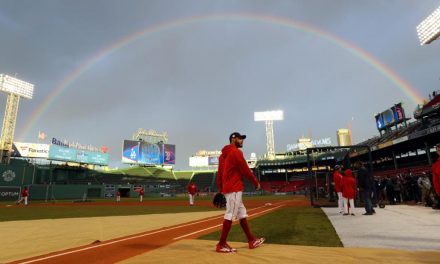 Sign of good luck? A rainbow shines over World Series game