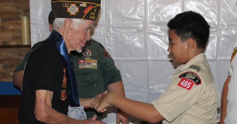 Korean War vet receives rare medal for his 75 years of Scouting service